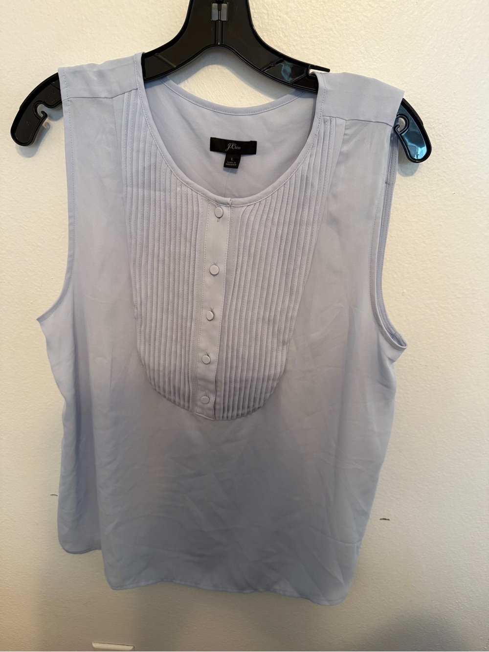 J. Crew Light Blue Sleeveless Pintuck Front Blouse
